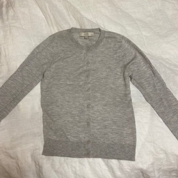 LOFT - Light Grey Button Up Cardigan, Size XXSP - Picture 1 of 3